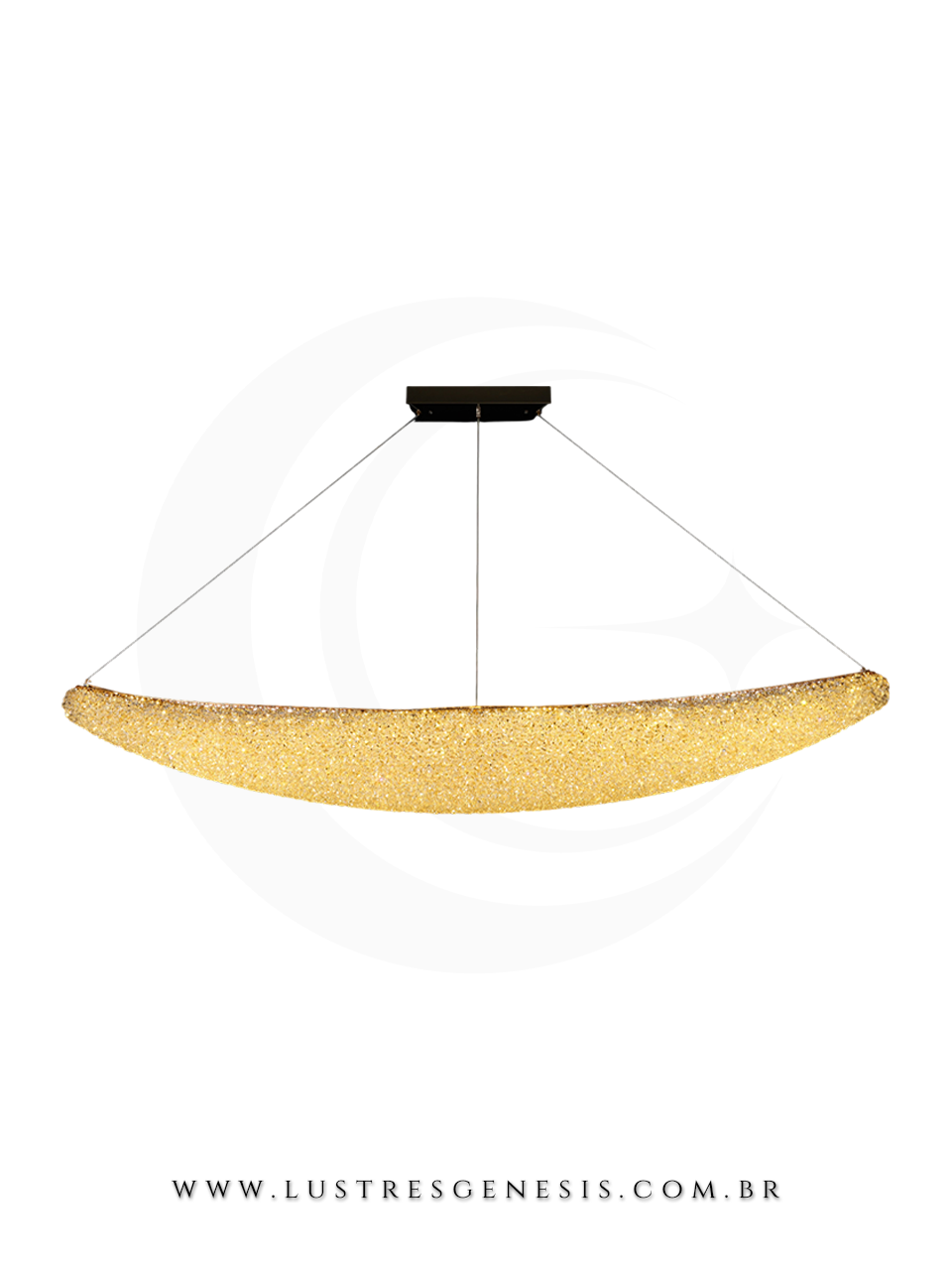 Luminaria de Teto LED Cristal Moderno Dourado 120cm, Sala de Jantar P&eacute; Direito Duplo, Quarto Casal, Sal&atilde;o
